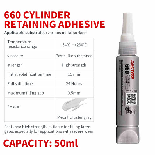 China Manufacturer Direct Sale Loctite 660 50ml High Strength Large Gap-filling Retaining Adhesive for Bonding Cylindrical Part