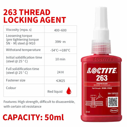 China Manufacturer Direct Sale High Strength Anti Loose Anti Vibration Loctite 263 Red Liquid Screw Threadlocker Adhesive